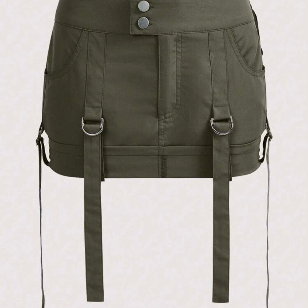 SHEIN Olive & black Mini Skirt with Straps